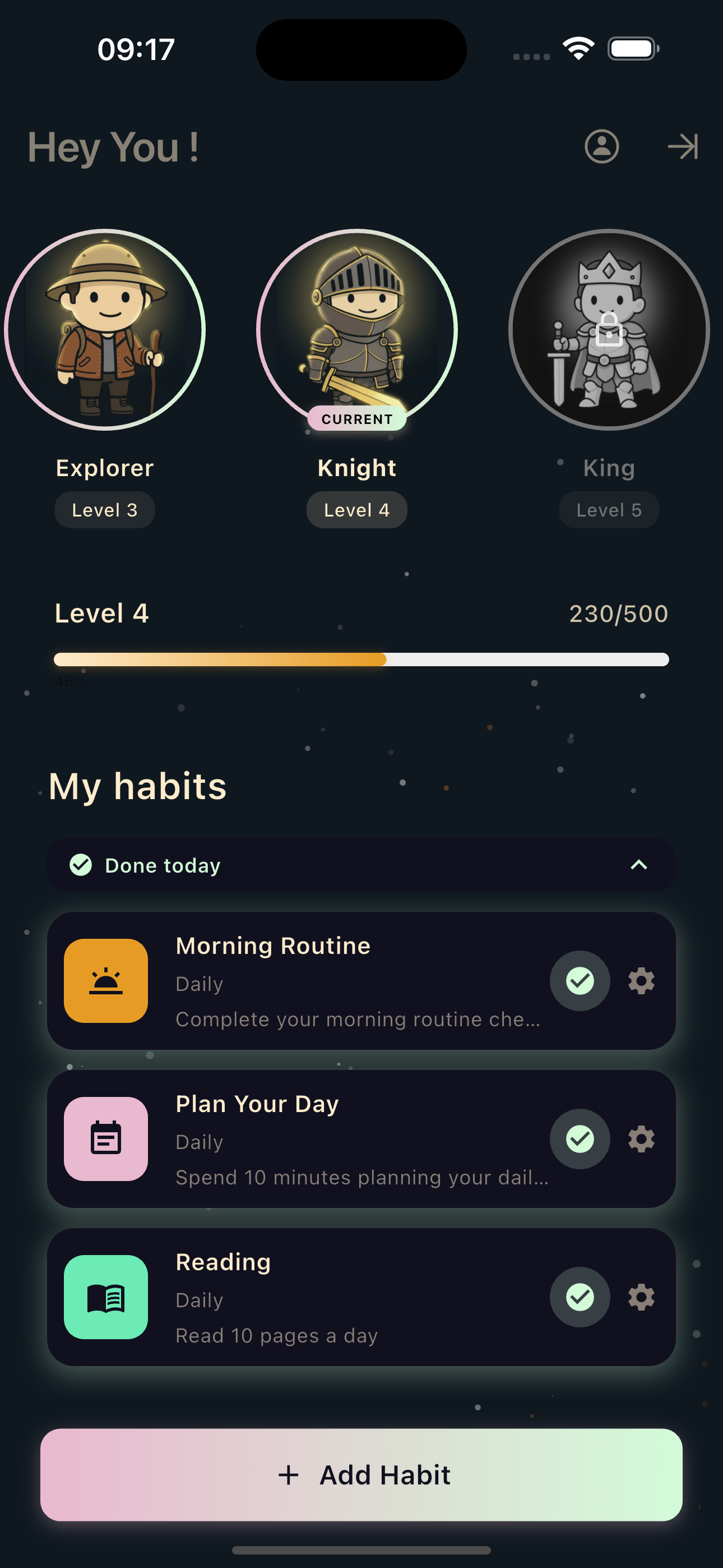 Habit Saga App Screenshot - Character Screen
